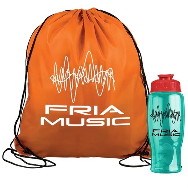 Drawstring backpack in a bottle combo kit.... from ASI 40480 Koozie Group
