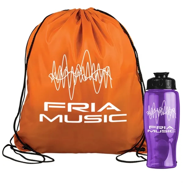 Drawstring backpack in a bottle combo kit.... from ASI 40480 Koozie Group