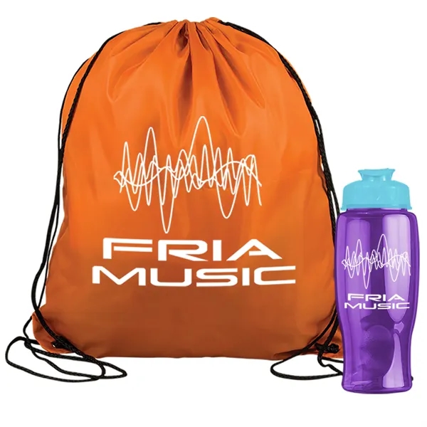 Drawstring backpack in a bottle combo kit.... from ASI 40480 Koozie Group