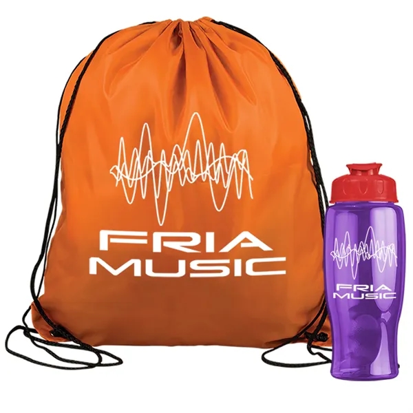 Drawstring backpack in a bottle combo kit.... from ASI 40480 Koozie Group