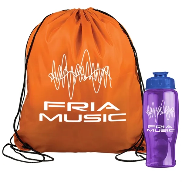 Drawstring backpack in a bottle combo kit.... from ASI 40480 Koozie Group