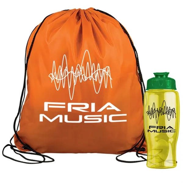 Drawstring backpack in a bottle combo kit.... from ASI 40480 Koozie Group