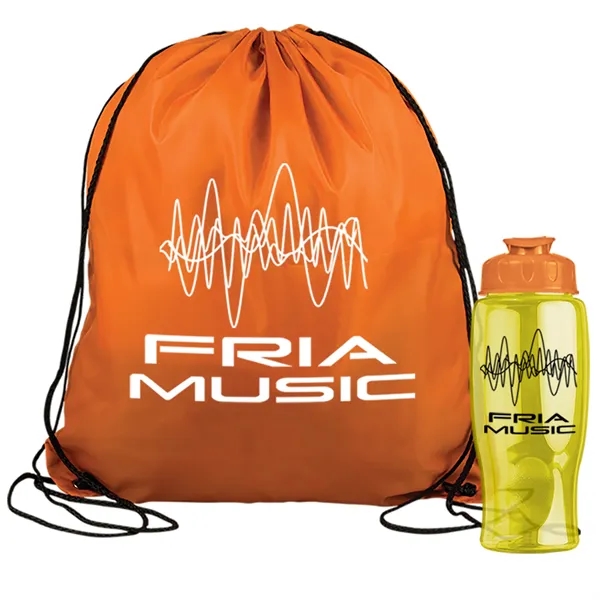 Drawstring backpack in a bottle combo kit.... from ASI 40480 Koozie Group