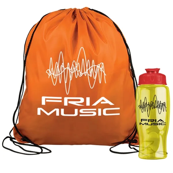 Drawstring backpack in a bottle combo kit.... from ASI 40480 Koozie Group