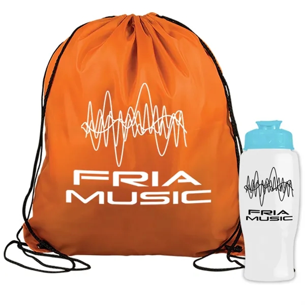 Drawstring backpack in a bottle combo kit.... from ASI 40480 Koozie Group