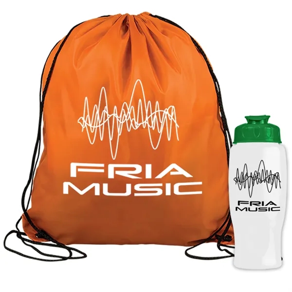 Drawstring backpack in a bottle combo kit.... from ASI 40480 Koozie Group