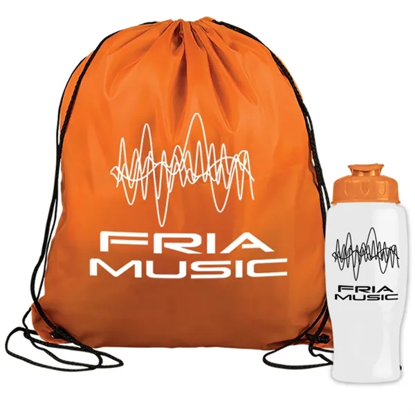 Drawstring backpack in a bottle combo kit.... from ASI 40480 Koozie Group