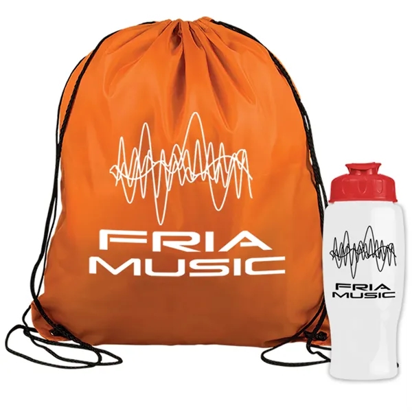 Drawstring backpack in a bottle combo kit.... from ASI 40480 Koozie Group