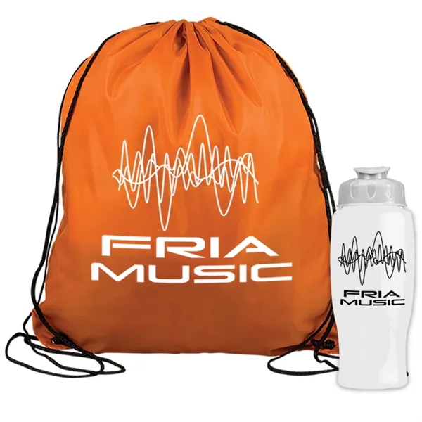 Drawstring backpack in a bottle combo kit.... from ASI 40480 Koozie Group