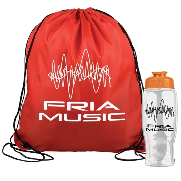 Drawstring backpack in a bottle combo kit.... from ASI 40480 Koozie Group
