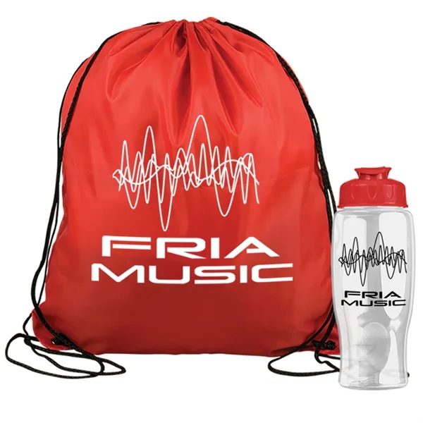 Drawstring backpack in a bottle combo kit.... from ASI 40480 Koozie Group