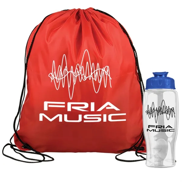Drawstring backpack in a bottle combo kit.... from ASI 40480 Koozie Group