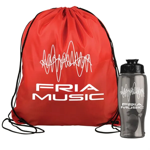 Drawstring backpack in a bottle combo kit.... from ASI 40480 Koozie Group