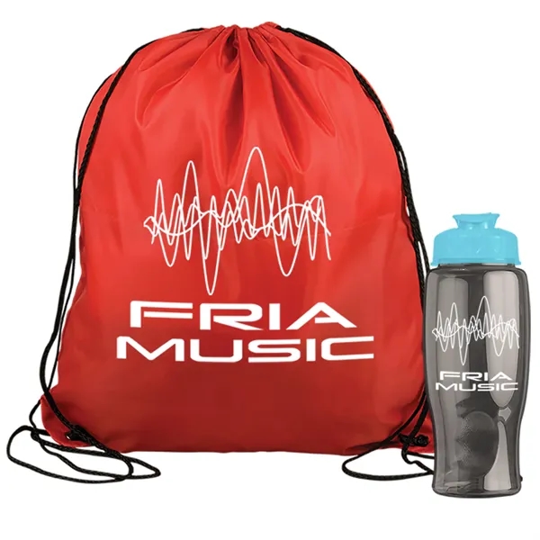 Drawstring backpack in a bottle combo kit.... from ASI 40480 Koozie Group