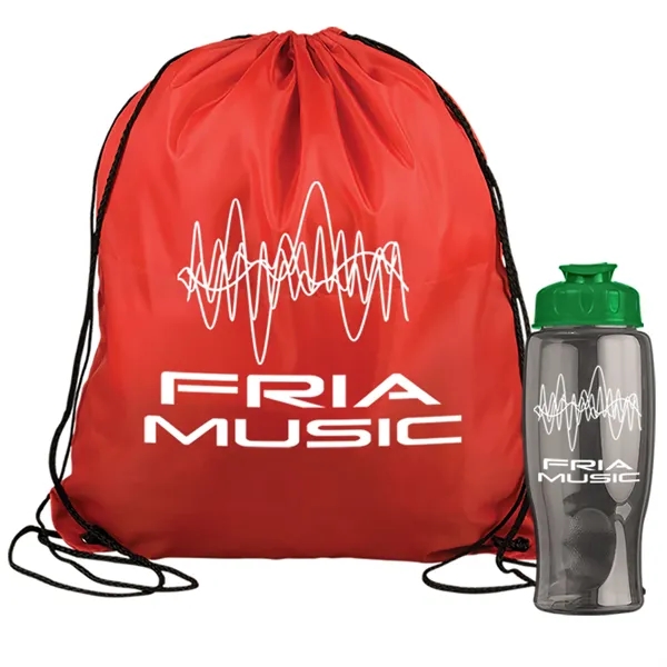 Drawstring backpack in a bottle combo kit.... from ASI 40480 Koozie Group