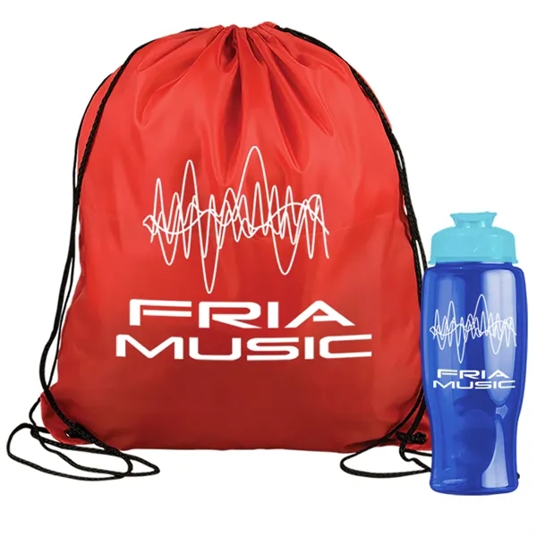 Drawstring backpack in a bottle combo kit.... from ASI 40480 Koozie Group