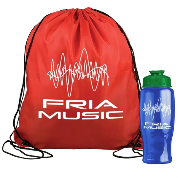 Drawstring backpack in a bottle combo kit.... from ASI 40480 Koozie Group
