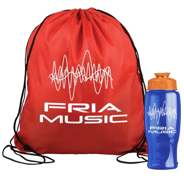 Drawstring backpack in a bottle combo kit.... from ASI 40480 Koozie Group