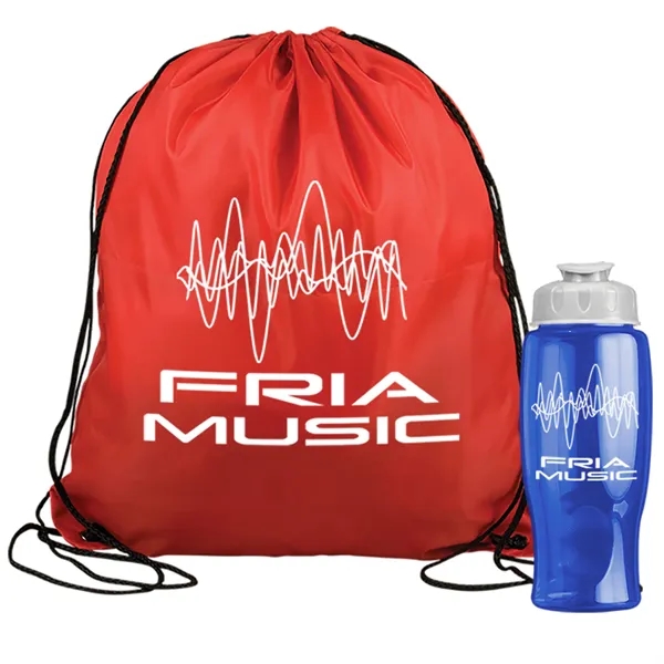 Drawstring backpack in a bottle combo kit.... from ASI 40480 Koozie Group