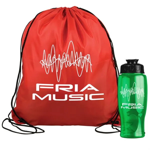 Drawstring backpack in a bottle combo kit.... from ASI 40480 Koozie Group