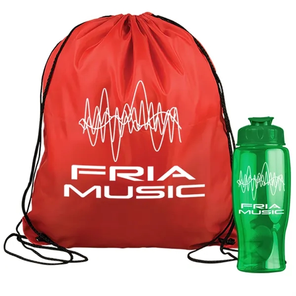 Drawstring backpack in a bottle combo kit.... from ASI 40480 Koozie Group