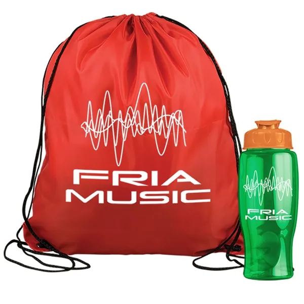 Drawstring backpack in a bottle combo kit.... from ASI 40480 Koozie Group