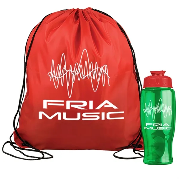 Drawstring backpack in a bottle combo kit.... from ASI 40480 Koozie Group