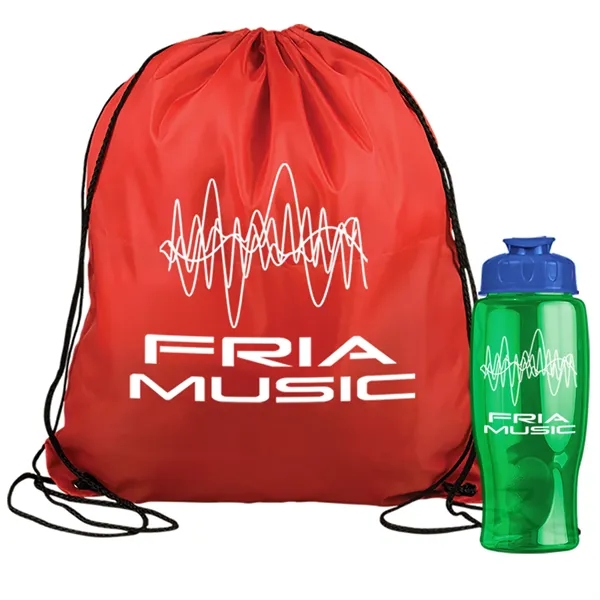 Drawstring backpack in a bottle combo kit.... from ASI 40480 Koozie Group