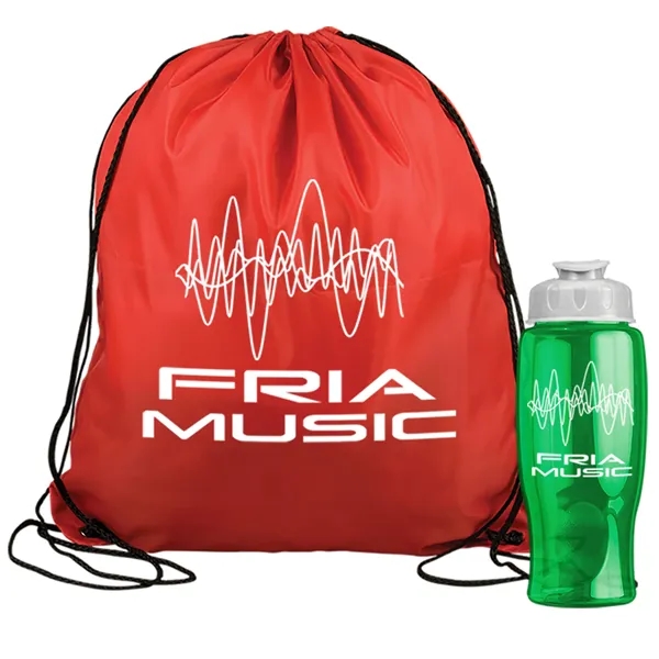 Drawstring backpack in a bottle combo kit.... from ASI 40480 Koozie Group