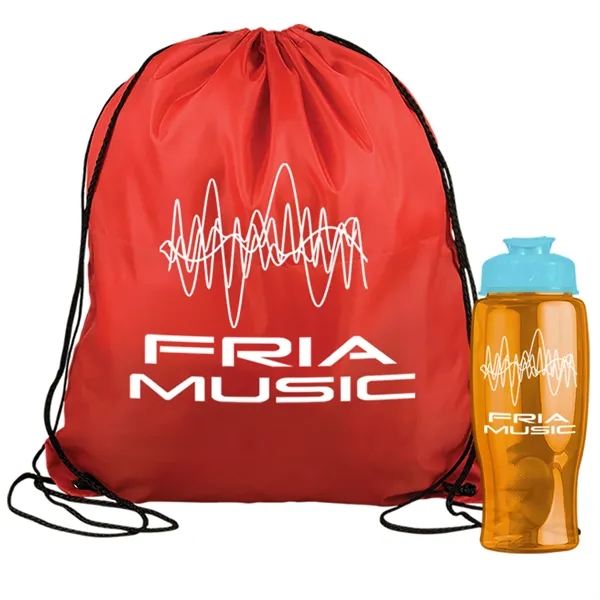 Drawstring backpack in a bottle combo kit.... from ASI 40480 Koozie Group