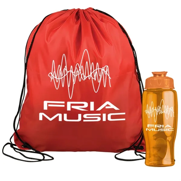 Drawstring backpack in a bottle combo kit.... from ASI 40480 Koozie Group