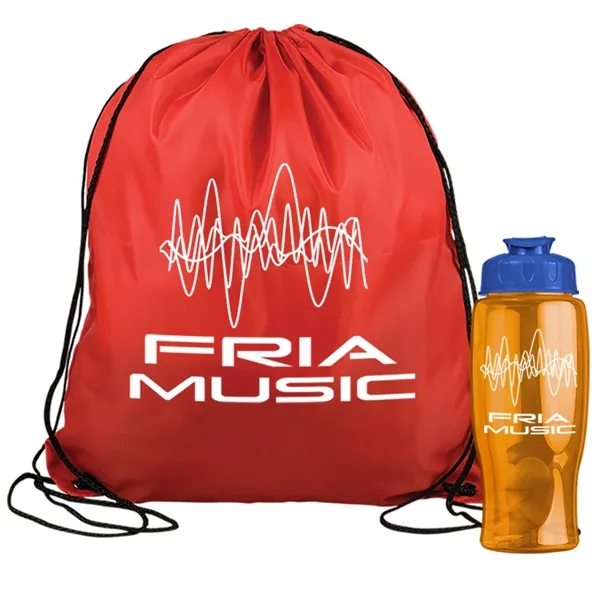 Drawstring backpack in a bottle combo kit.... from ASI 40480 Koozie Group
