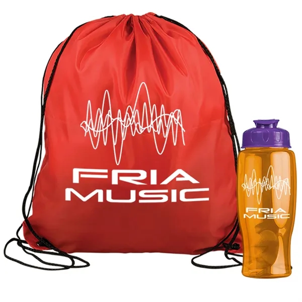 Drawstring backpack in a bottle combo kit.... from ASI 40480 Koozie Group