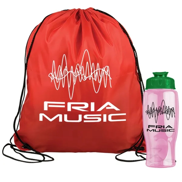 Drawstring backpack in a bottle combo kit.... from ASI 40480 Koozie Group