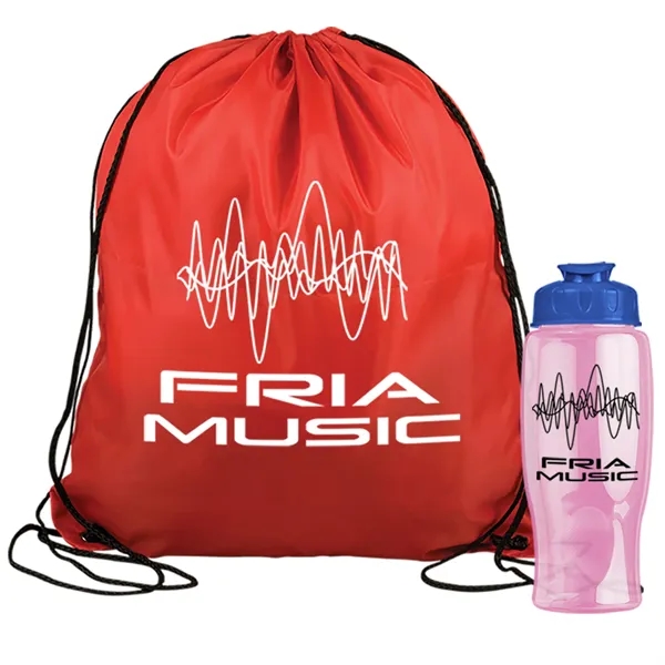 Drawstring backpack in a bottle combo kit.... from ASI 40480 Koozie Group