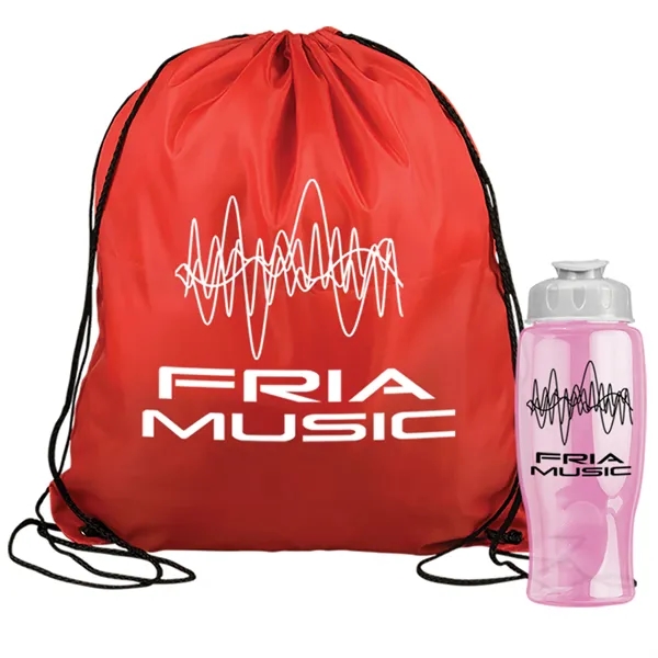 Drawstring backpack in a bottle combo kit.... from ASI 40480 Koozie Group