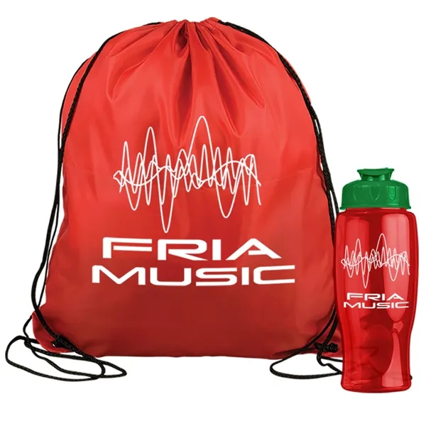 Drawstring backpack in a bottle combo kit.... from ASI 40480 Koozie Group