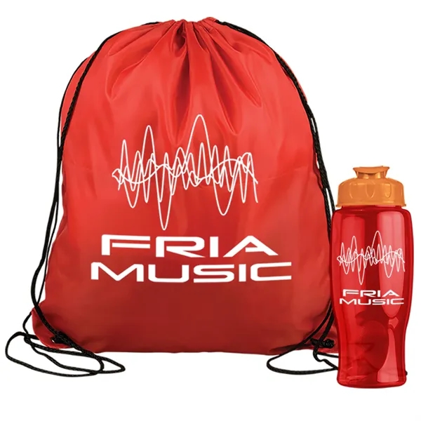 Drawstring backpack in a bottle combo kit.... from ASI 40480 Koozie Group