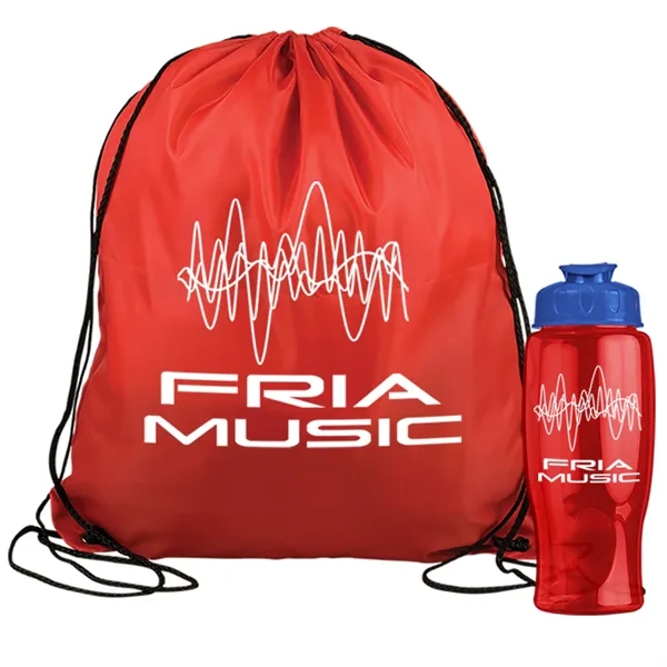 Drawstring backpack in a bottle combo kit.... from ASI 40480 Koozie Group