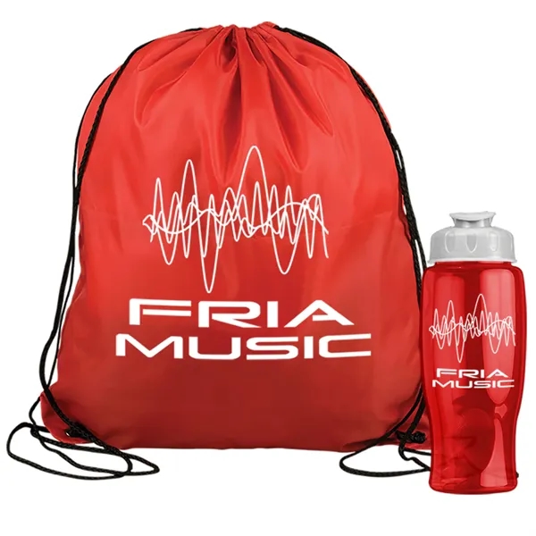 Drawstring backpack in a bottle combo kit.... from ASI 40480 Koozie Group