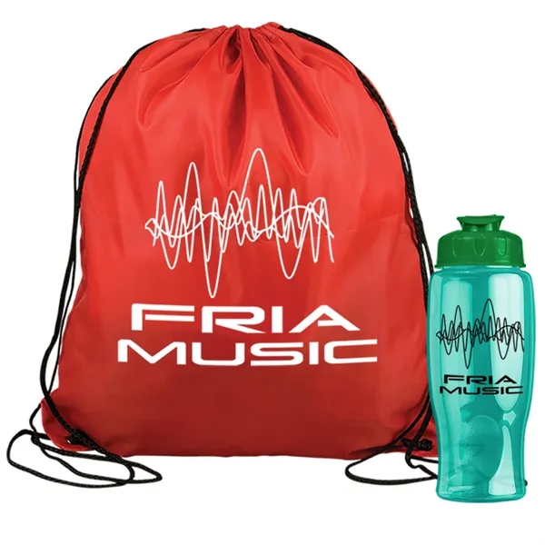Drawstring backpack in a bottle combo kit.... from ASI 40480 Koozie Group