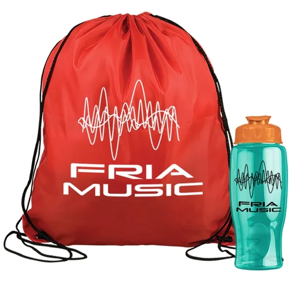 Drawstring backpack in a bottle combo kit.... from ASI 40480 Koozie Group