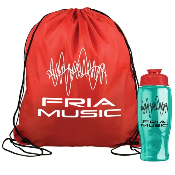 Drawstring backpack in a bottle combo kit.... from ASI 40480 Koozie Group
