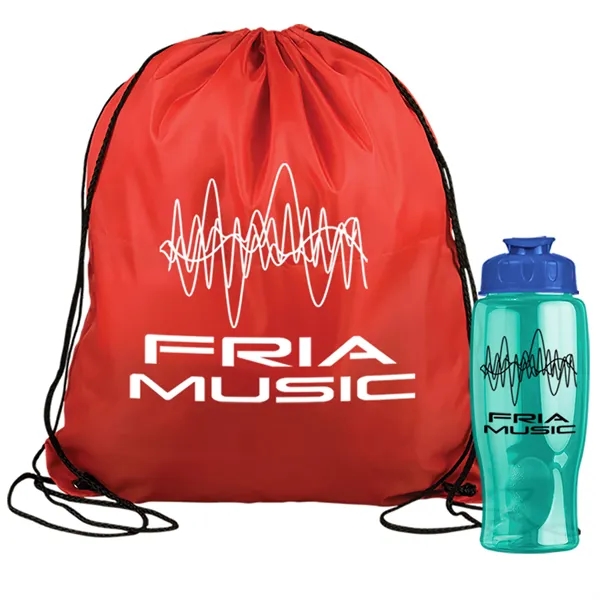 Drawstring backpack in a bottle combo kit.... from ASI 40480 Koozie Group