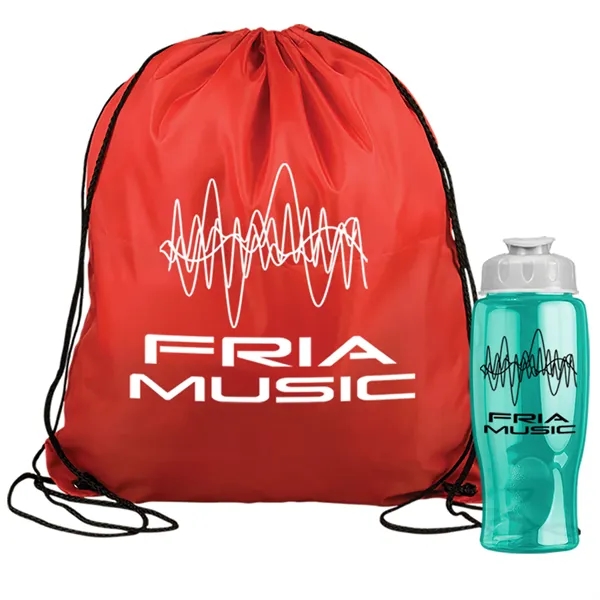 Drawstring backpack in a bottle combo kit.... from ASI 40480 Koozie Group