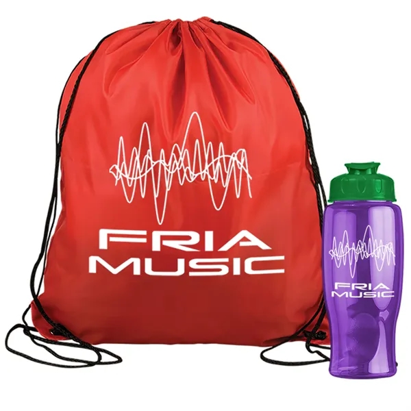 Drawstring backpack in a bottle combo kit.... from ASI 40480 Koozie Group