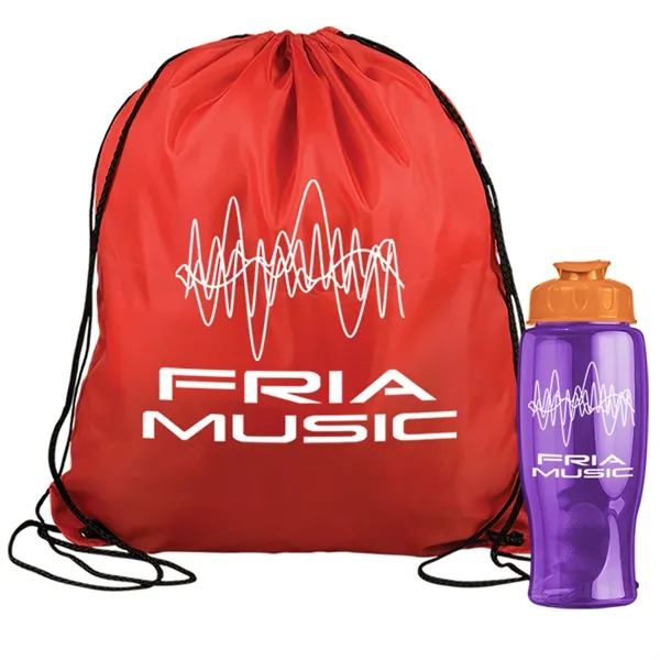 Drawstring backpack in a bottle combo kit.... from ASI 40480 Koozie Group