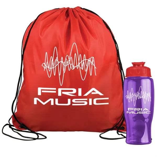 Drawstring backpack in a bottle combo kit.... from ASI 40480 Koozie Group