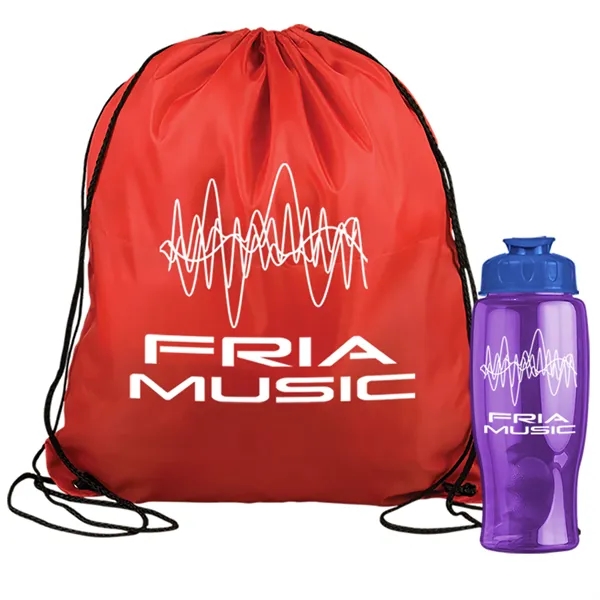 Drawstring backpack in a bottle combo kit.... from ASI 40480 Koozie Group