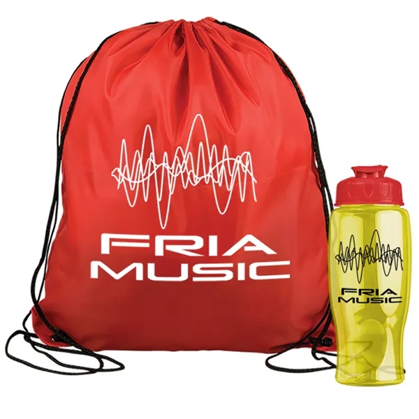 Drawstring backpack in a bottle combo kit.... from ASI 40480 Koozie Group